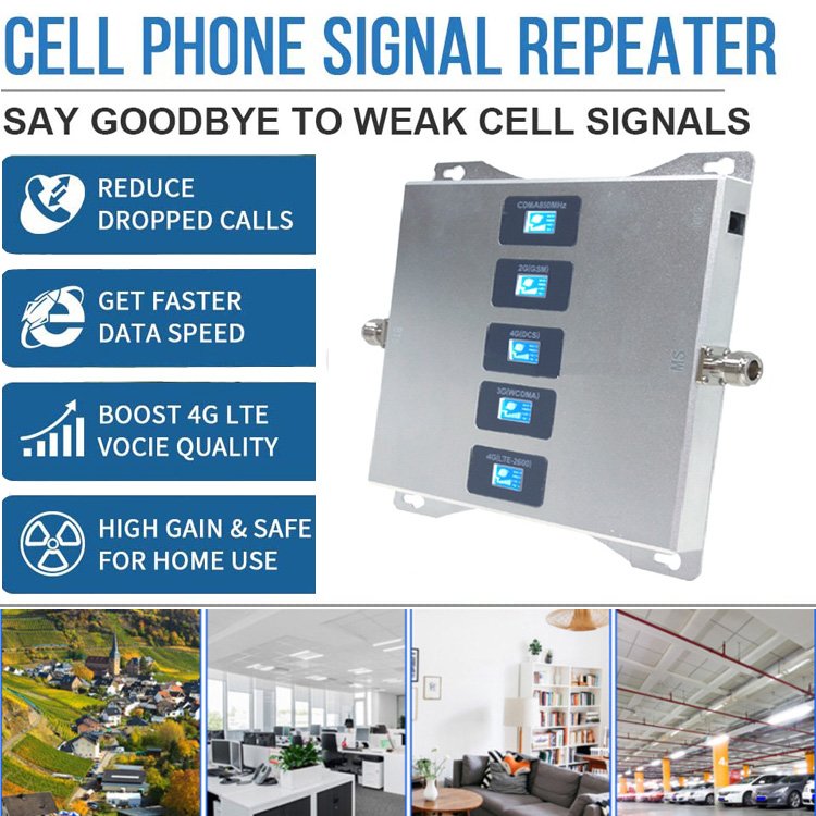 5Bands Indoor Signal Enhancement B28 700 + B5 850 + B4 1700 + B2 1900 + B7 2600 MHz Mobile Network Booster 2G 3G 4G Lte 5G
